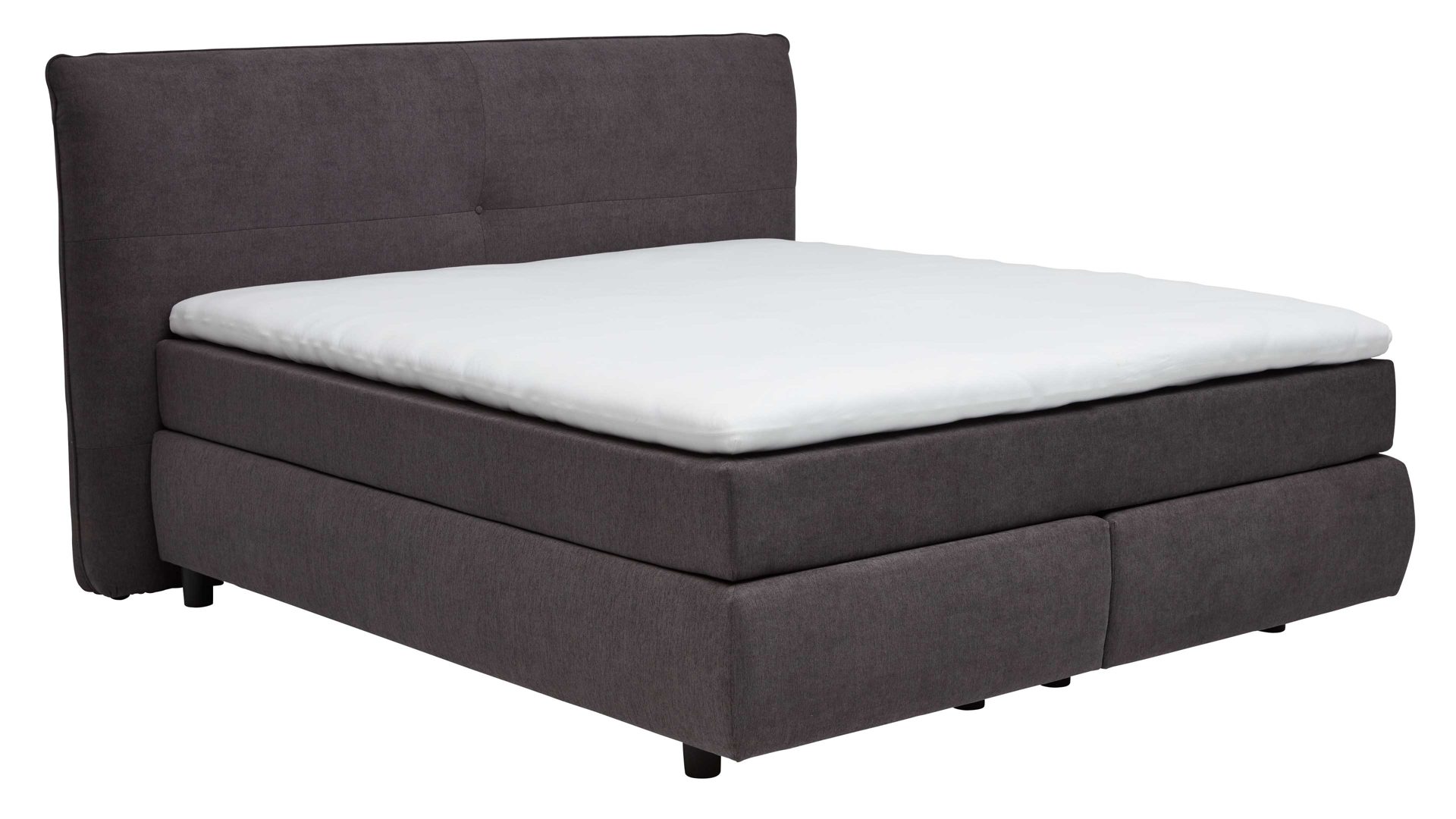 Boxspringbett Interliving aus Stoff in Dunkelgrau Interliving Bettsystem Serie 1414 - Boxspringbett Variante 1 dunkelgrauer Stoffbezug ENF 09 - Liegefläche ca. 180 x 200 cm
