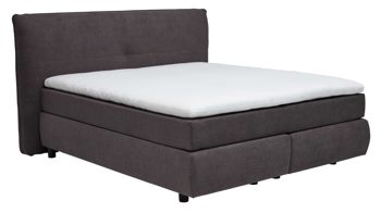 Boxspringbett Interliving aus Stoff in Dunkelgrau Interliving Bettsystem Serie 1414 - Boxspringbett Variante 1 dunkelgrauer Stoffbezug ENF 09 - Liegefläche ca. 180 x 200 cm