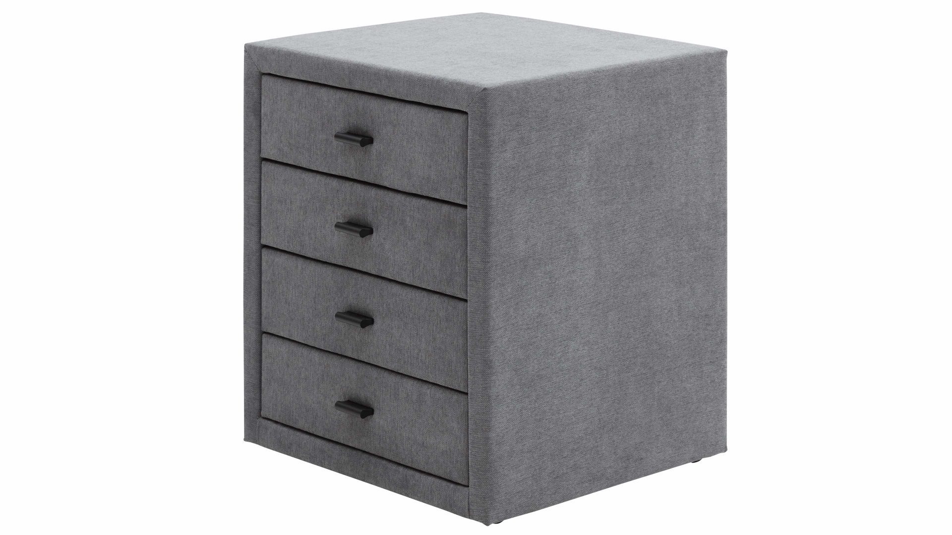 Nachtkommode Interliving aus Stoff in Grau Interliving Bettsystem Serie 1414 - Nachtkommode elefantgrauer Stoffbezug ENF 29 - vier Schubladen