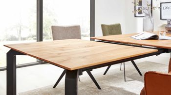 Auszugtisch Interliving aus Holz in Holzfarben Interliving Esszimmer Serie 5111 – Auszugtisch 6813-79 Charakter-Eiche & schwarzes Eisen – ca. 200-280 x 100 cm