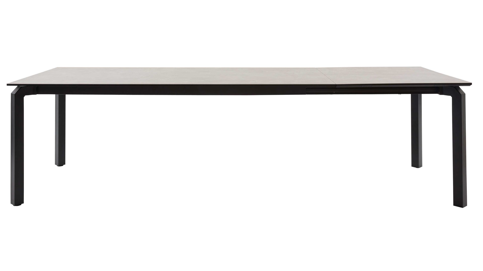 Auszugtisch Interliving aus Keramik in Grau Interliving Esszimmer Serie 5111 – Auszugtisch 6813-91 graue Glaskeramik & schwarzes Eisen – ca. 180-260 x 100 cm