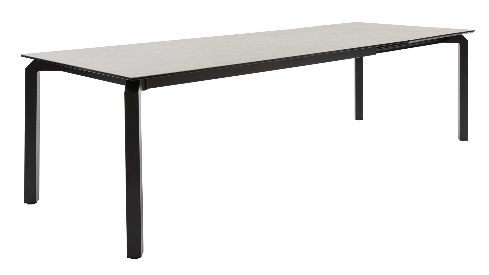 Auszugtisch Interliving aus Keramik in Grau Interliving Esszimmer Serie 5111 – Auszugtisch 6813-91 graue Glaskeramik & schwarzes Eisen – ca. 180-260 x 100 cm