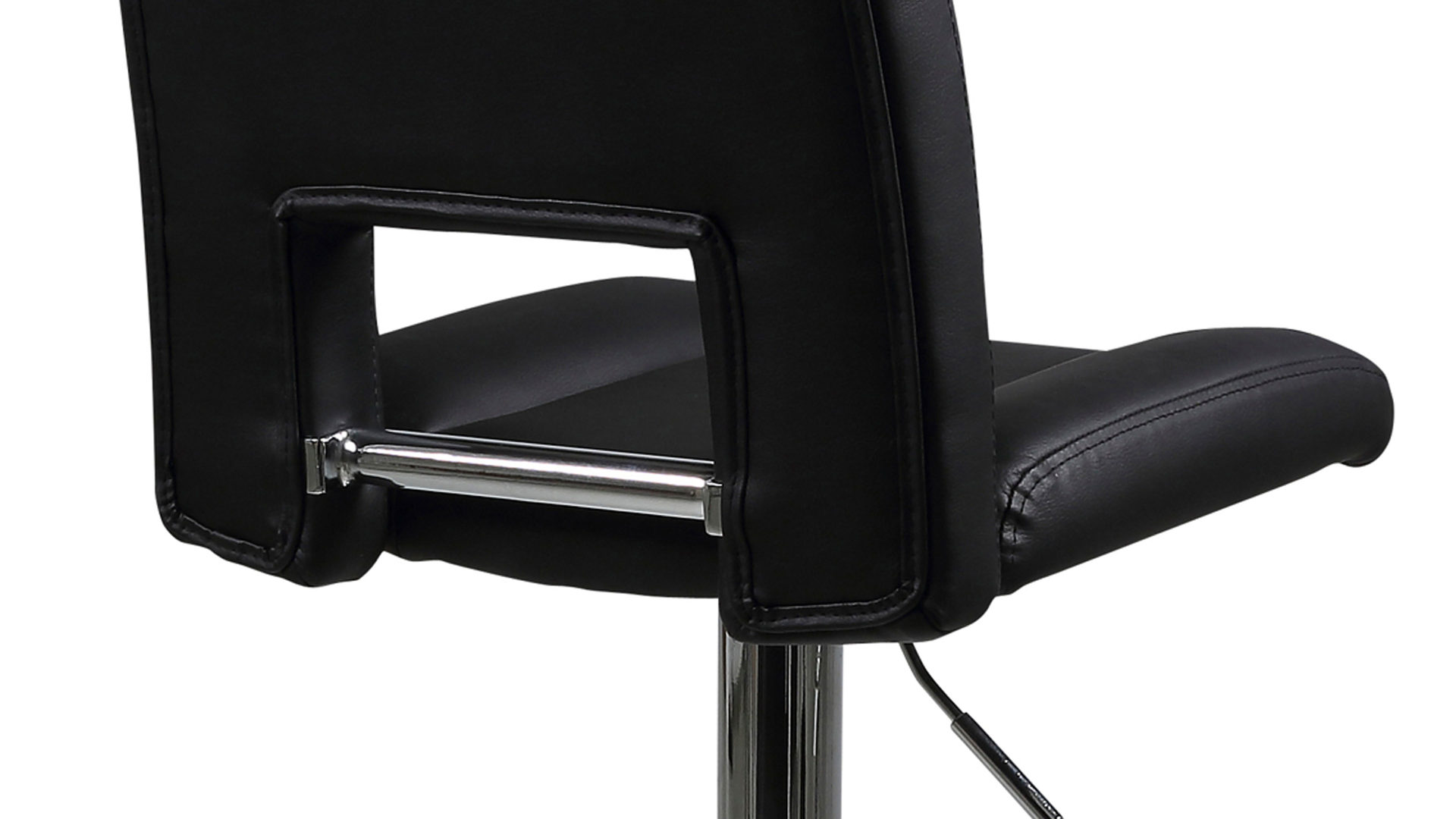 Barhocker Actona group aus Kunstfaser in Schwarz Barhocker mit Trompetenfuß bzw. Tresenstuhl Sylvia schwarzes Kunstleder & Chrom