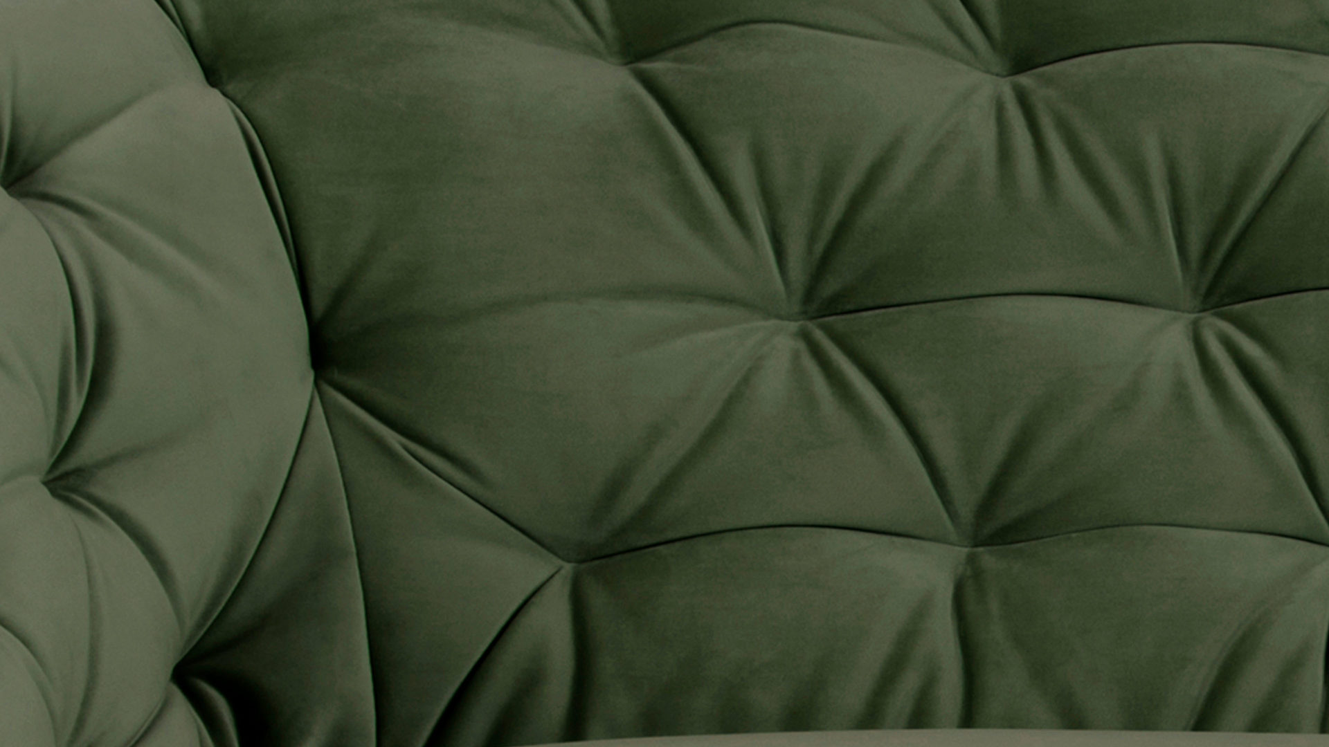 Dreisitzer Actona group aus Stoff in Dunkelgrün Dreisitzer-Sofa als bequemes Polstermöbel waldgrüner Samt Vic 68AC & schwarze Holzfüße - Breite ca. 191 cm