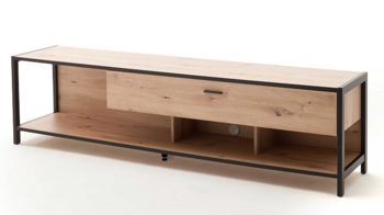 Wohnwand Mca direkt aus Holz in Holzfarben Wohnwand Algarve Balkeneiche & Anthrazit - vierteilig, Breite ca. 300 cm