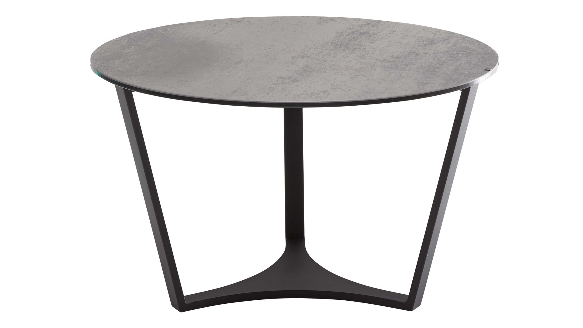 Couchtisch Interliving aus Keramik in Dunkelgrau Interliving Couchtisch Serie 6208 - Couchtisch titanfarbene Keramik & schwarzer Stahl - Durchmesser ca. 75 cm