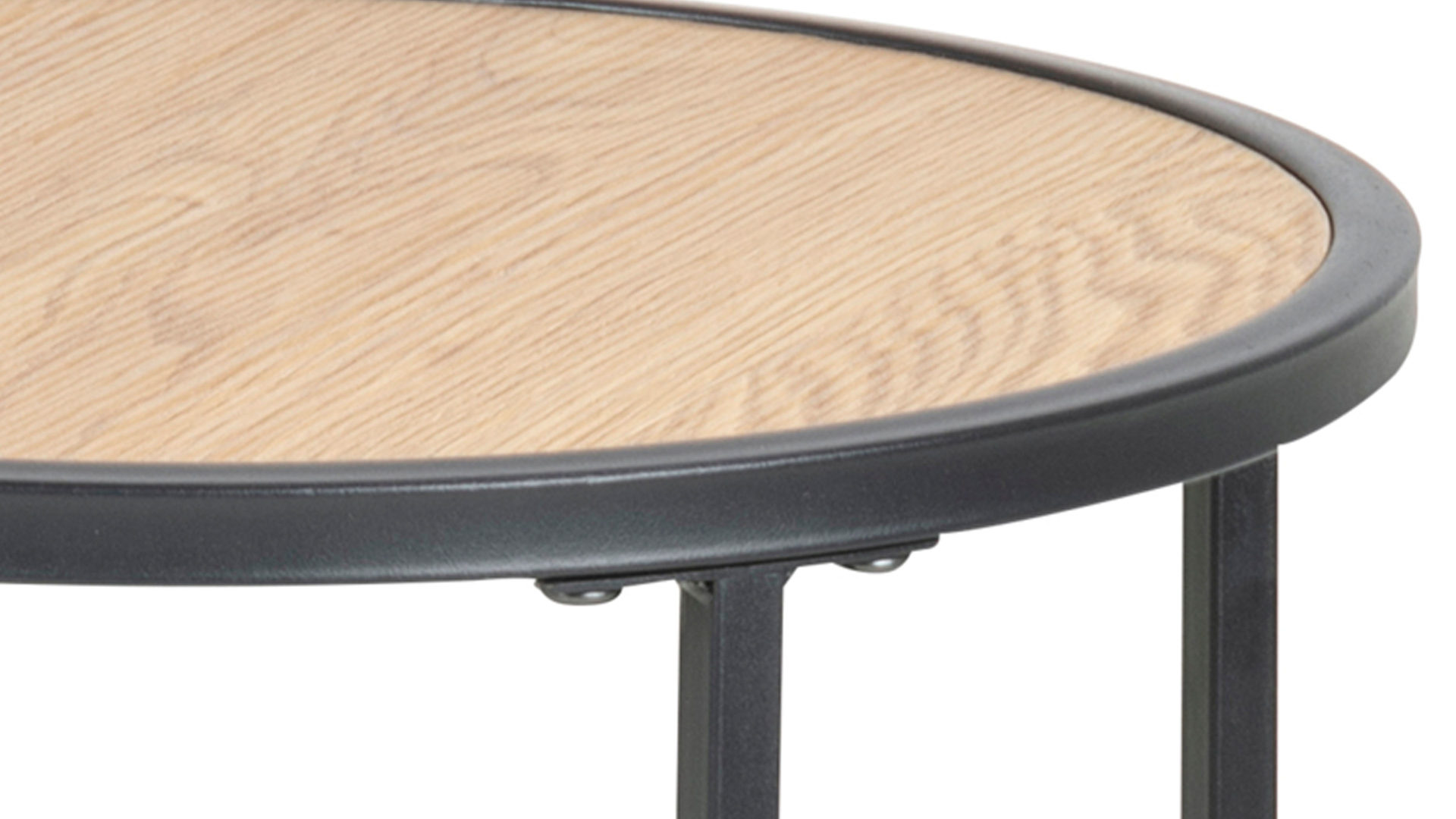 Beistelltisch Actona group aus Holz in Holzfarben Beistelltisch Seaford im Industrielook Wildeiche & Schwarz – Durchmesser ca. 40 cm