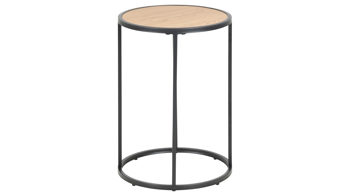 Beistelltisch Actona group aus Holz in Holzfarben Beistelltisch Seaford im Industrielook Wildeiche & Schwarz – Durchmesser ca. 40 cm