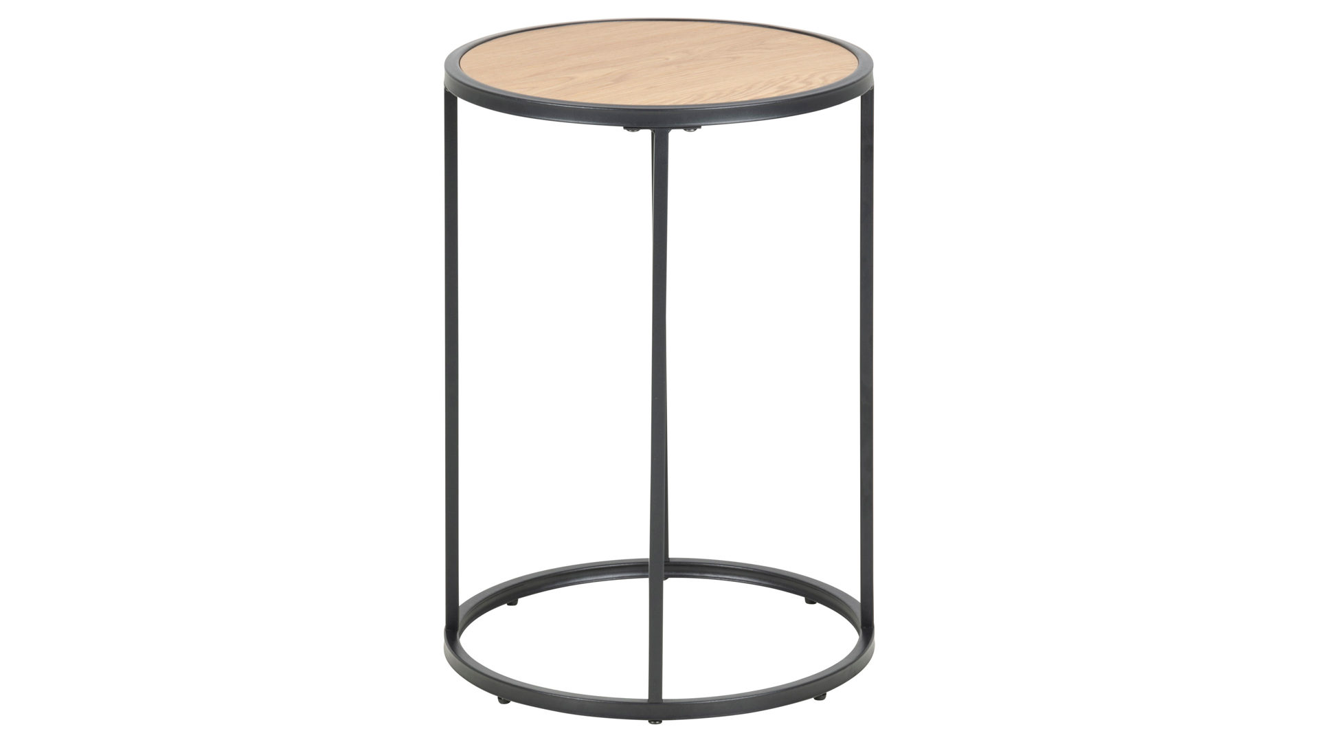 Beistelltisch Actona group aus Holz in Holzfarben Beistelltisch Seaford im Industrielook Wildeiche & Schwarz – Durchmesser ca. 40 cm