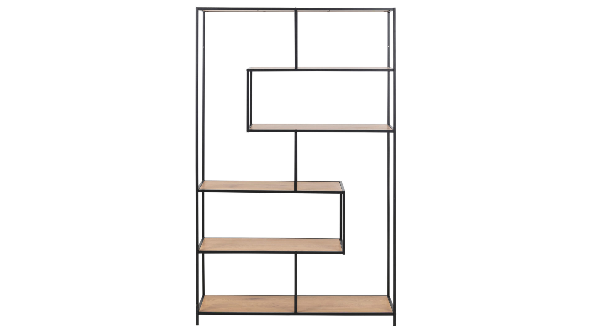 Regal Actona group aus Holz in Holzfarben Regal Seaford  im Industrielook als Esszimmermöbel Wildeiche & Schwarz – ca. 114 x 185cm