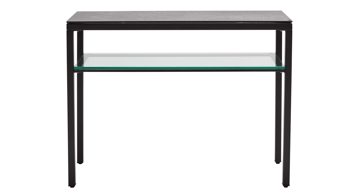 Konsoltisch Interliving aus Keramik in Grau Interliving Couchtisch Serie 6210 - Konsoltisch zementgrau Keramik & schwarzer Stahl - ca. 100 x 38 cm