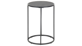 Beistelltisch Actona group aus Holz in Schwarz Beistelltisch Seaford im Industrielook schwarze Esche – Durchmesser ca. 40 cm