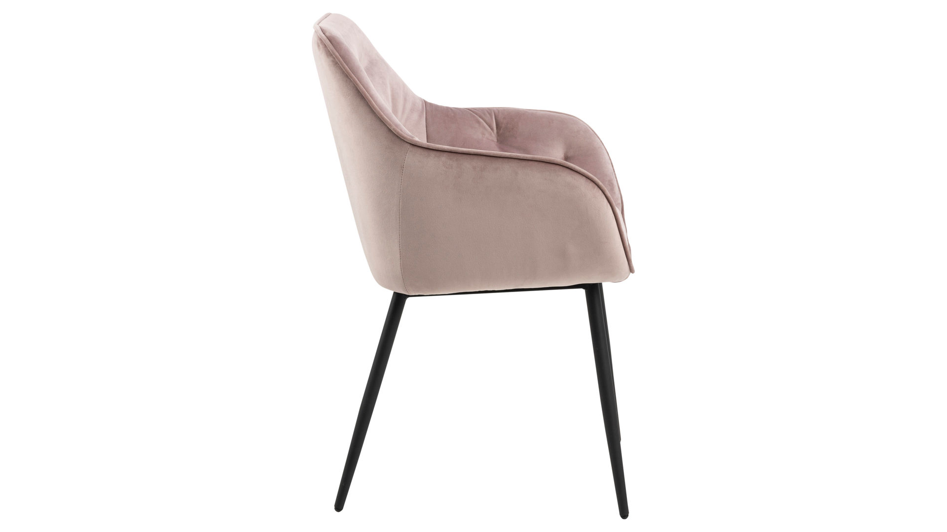 Vierfußstuhl Actona group aus Stoff in Pink Armlehnstuhl Brooke pastellrosa Samt Vic 18 & schwarzes Metall