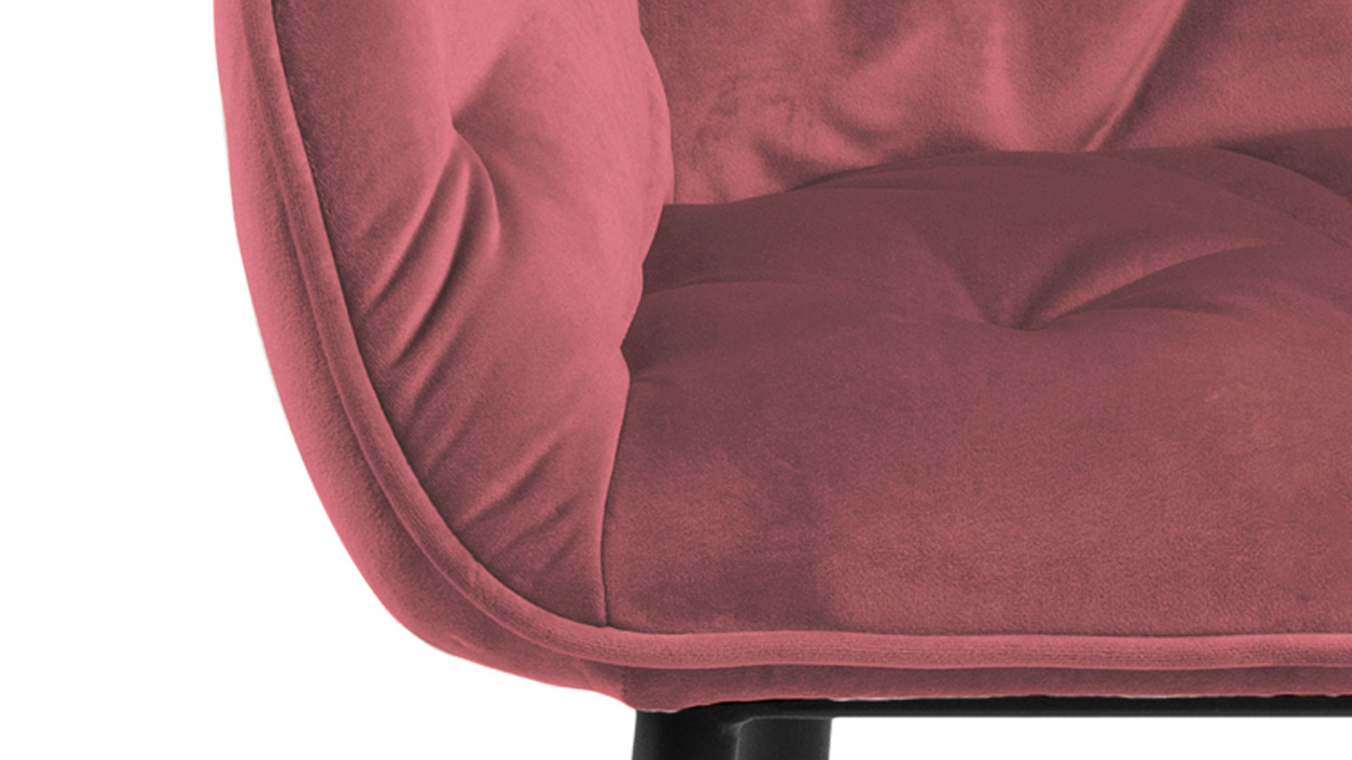 Vierfußstuhl Actona group aus Stoff in Hellrot Armlehnstuhl Brooke korallenfarbener Samt Vic 76AC & schwarzes Metall