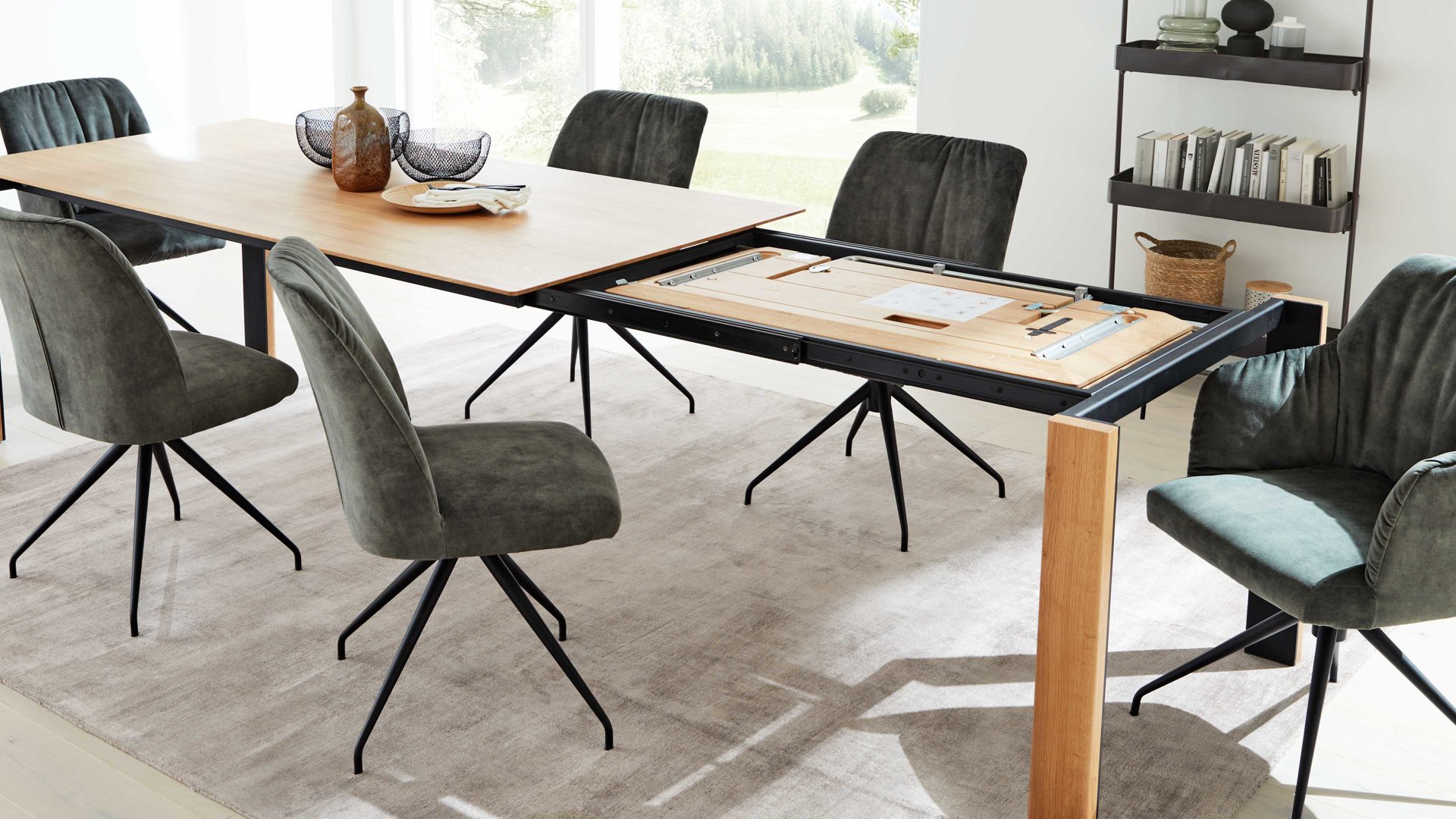 Auszugtisch Interliving aus Holz in Holzfarben Interliving Esszimmer Serie 5110 - Auszugtisch T0701 Eiche natur - ca. 200 - 300 x 100 cm
