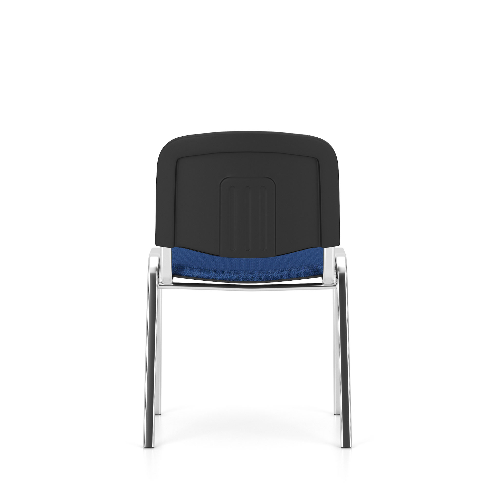 Stapelstuhl Nowystyl aus Stoff in Blau Besucher-Stapelstuhl blauer Stoffbezug & Chromfüße