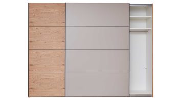 Kleiderschrank Interliving aus Holz in Grau Interliving Schlafzimmer Serie 1024 – Schwebetürenschrank Design 28,  Taupe & Balkeneiche - zwei Türen, Breite ca. 271 cm