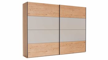 Kleiderschrank Interliving aus Holz in Grau Interliving Schlafzimmer Serie 1024 – Schwebetürenschrank 982744 Design 25,  Taupe & Balkeneiche - zwei Türen, Breite ca. 271 cm