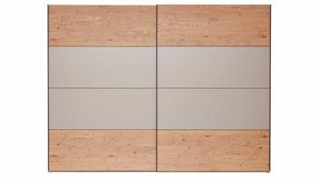 Kleiderschrank Interliving aus Holz in Grau Interliving Schlafzimmer Serie 1024 – Schwebetürenschrank 982724 Design 25,  Taupe & Balkeneiche - zwei Türen, Breite ca. 271 cm