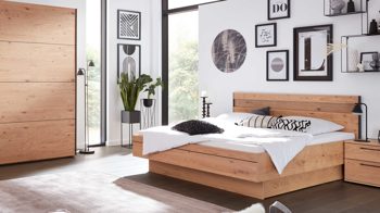 Bettgestell Interliving aus Holz in Holzfarben Interliving Schlafzimmer Serie 1024 – Bettgestell 85538 schwebend, Liegefläche ca. 160 x 200 cm - Balkeneiche