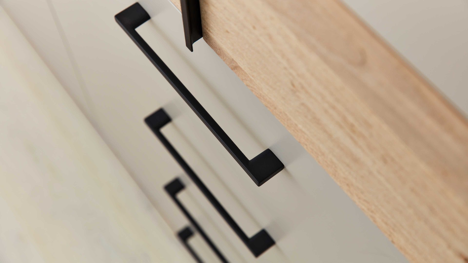 Komplettzimmer Interliving aus Holz in Grau Interliving Schlafzimmer Serie 1023 – Komplettzimmer Funktionsschrank - Taupe & Balkeneiche, vierteilig