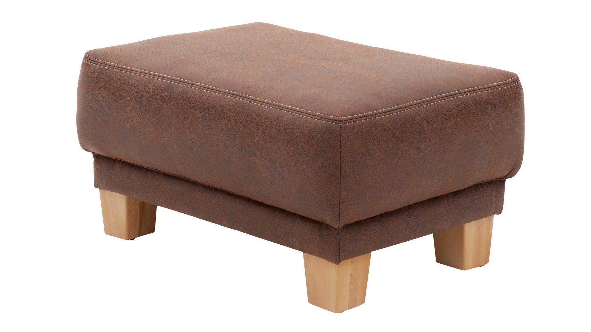 Polsterhocker Interliving aus Stoff in Dunkelbraun Interliving Sofa Serie 4252 – Polsterhocker schokobrauner Stoff Büffel & Buchenholzfüße – ca. 125 x 65 cm