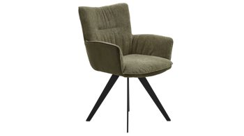 Polsterstuhl Interliving aus Stoff in Grün Interliving Esszimmer Serie 5111 – Schalensessel 9022-04 grüne Bezugkombi 955 & schwarzes Eisen