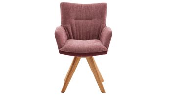 Polsterstuhl Interliving aus Stoff in Dunkelrot Interliving Esszimmer Serie 5111 – Schalensessel Rückholfunktion - weinrote Bezugkombi 954 & Eiche