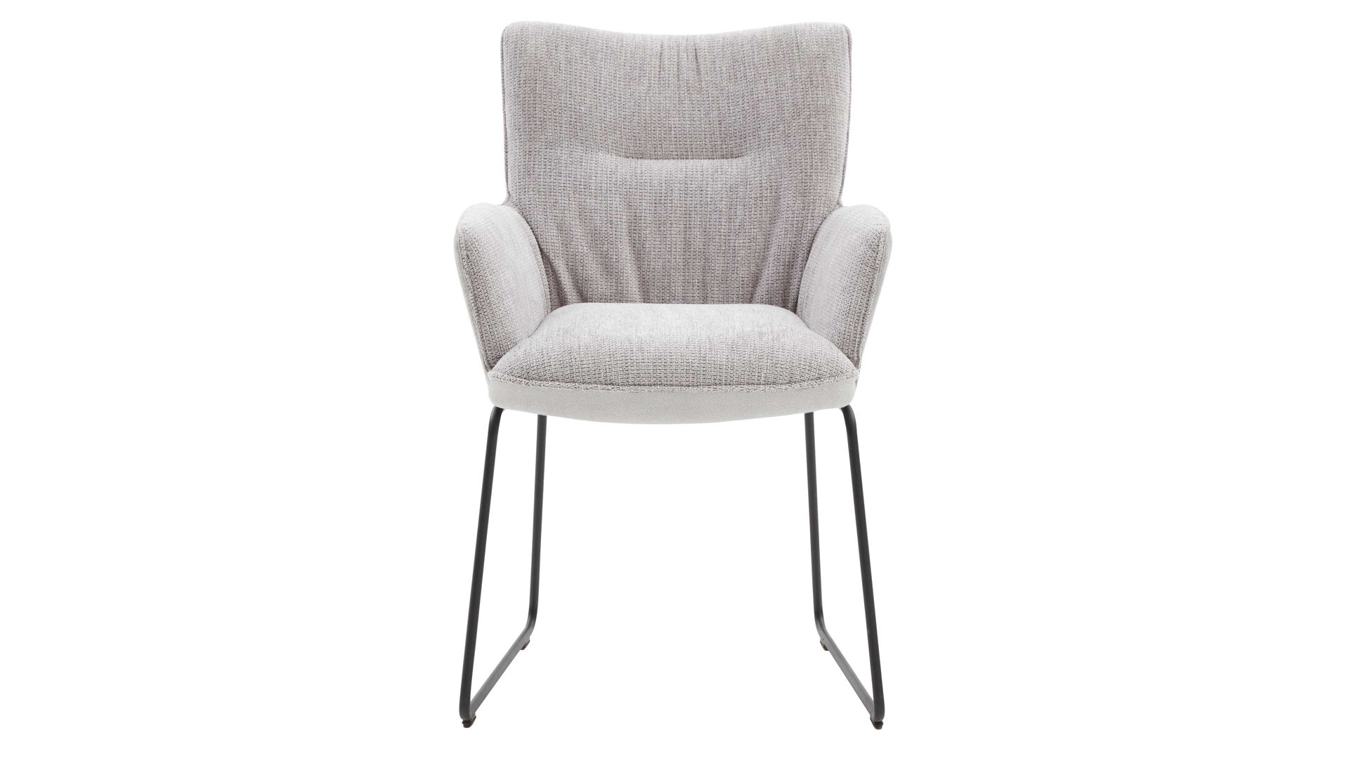 Polsterstuhl Interliving aus Stoff in Hellgrau Interliving Esszimmer Serie 5111 – Schalensessel 9032-04 platinfarbene Bezugkombi 959 & schwarzes Eisen