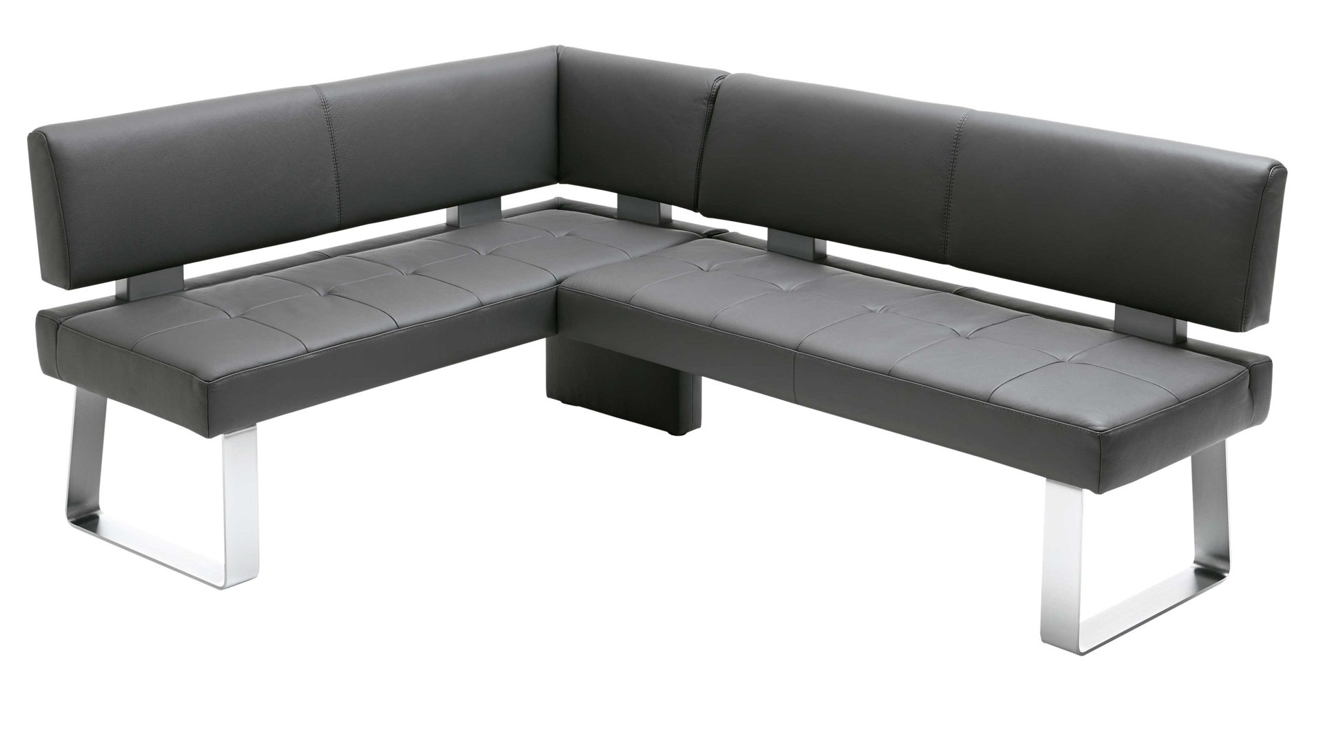 Eckbank modulmaster aus Leder in Dunkelgrau Modulmaster Game 1 - Eckbank grauer LongLife-Dicklederbezug Bronco 88 – Stellfläche ca. 157 x 203 cm