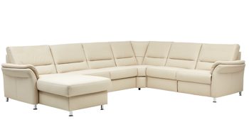 Ecksofa modulmaster aus Leder in Beige Modulmaster MM-PN1049 - Wohnlandschaft ecrufarbenes Leder Torro – Stellfläche ca. 335 x 262 cm