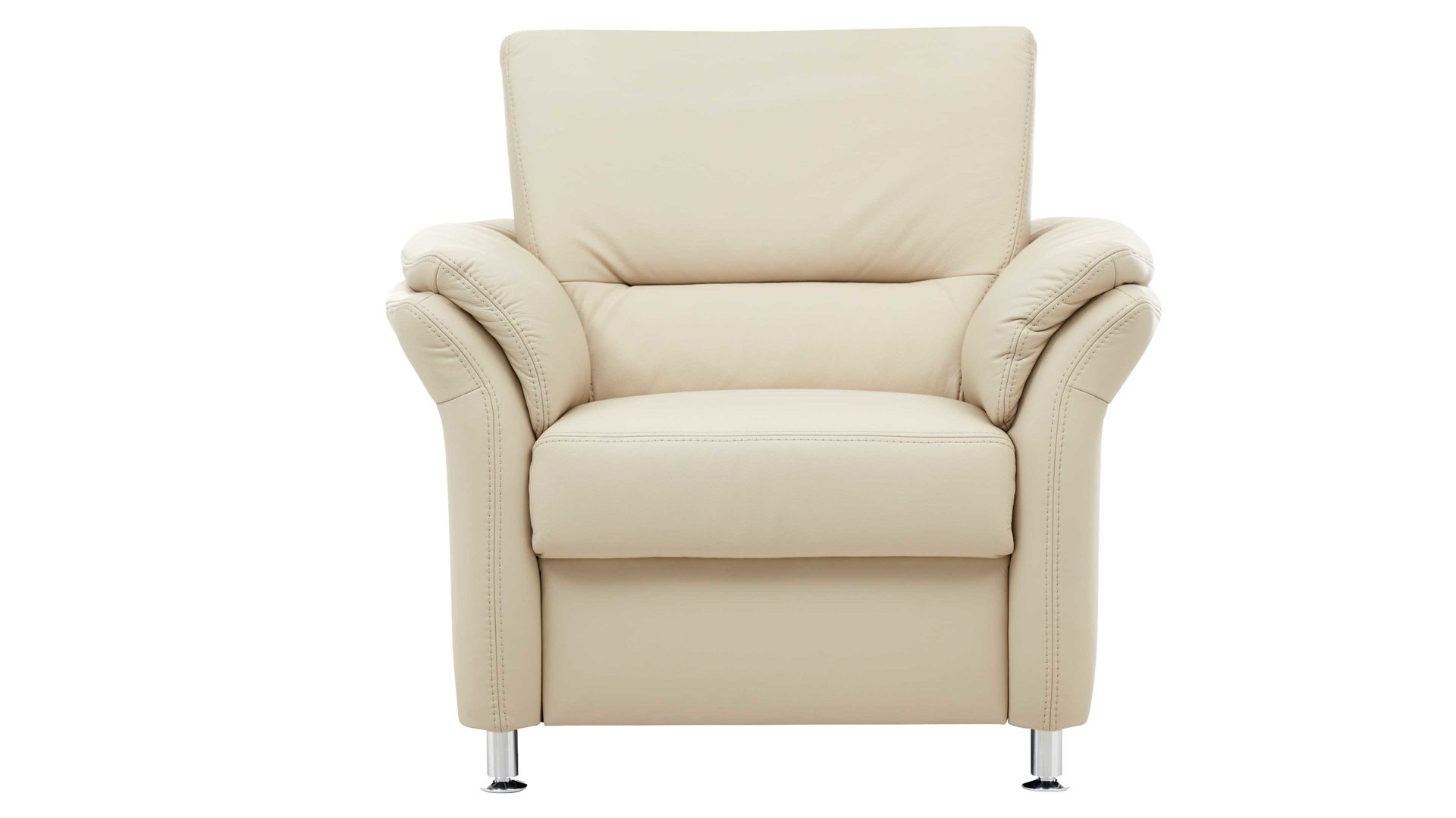 Polstersessel modulmaster aus Leder in Beige Modulmaster MM-PN1049 - Sessel ecrufarbenes Leder Torro & Metallfüße