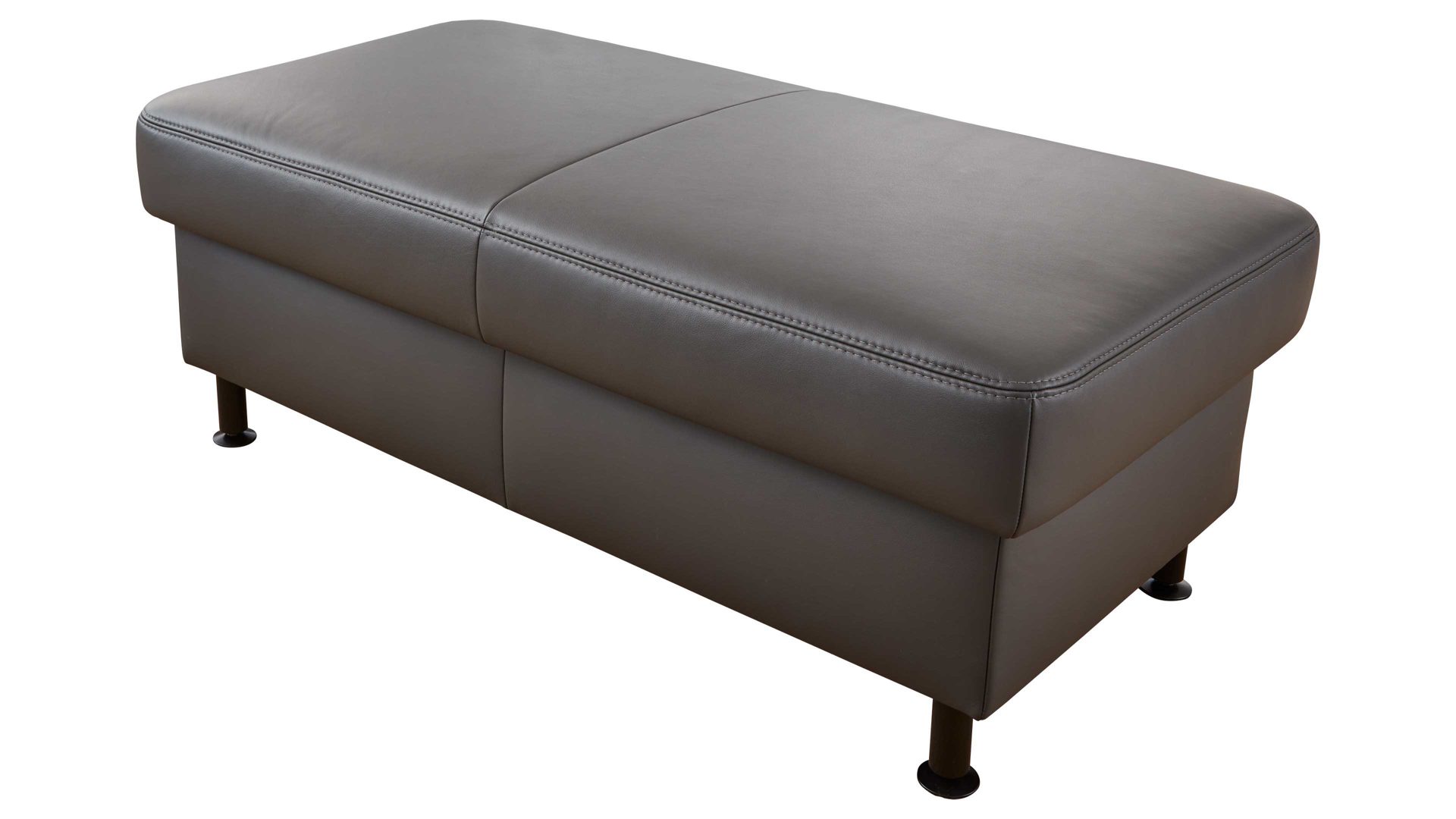 Polsterhocker modulmaster aus Leder in Anthrazit Modulmaster MM-PN1148 - XXL-Hocker anthrazitfarbenes Leder Torro & Fuß Z002-M01 - ca. 130 x 65 cm