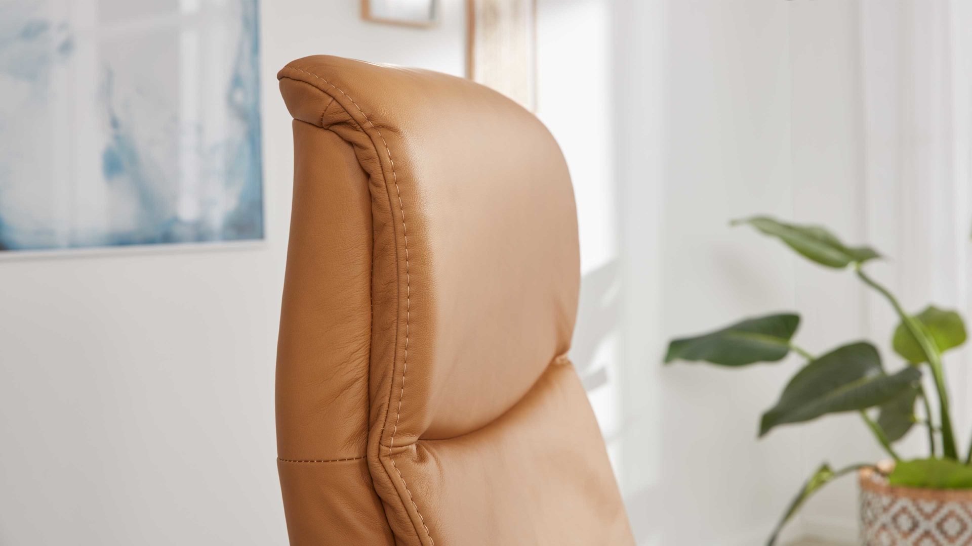 Relaxsessel modulmaster aus Leder in Orange Modulmaster MM-PN1062 - Relaxsessel 1DRF kurkumafarbenes Leder Torro & schwarzer Sternfuß AD4S