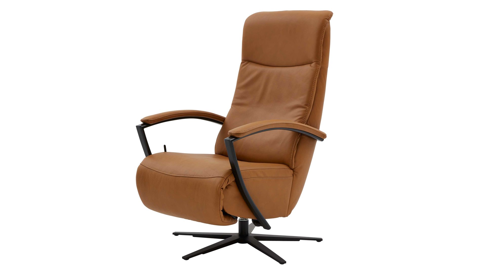 Relaxsessel modulmaster aus Leder in Orange Modulmaster MM-PN1062 - Relaxsessel 1DRF kurkumafarbenes Leder Torro & schwarzer Sternfuß AD4S