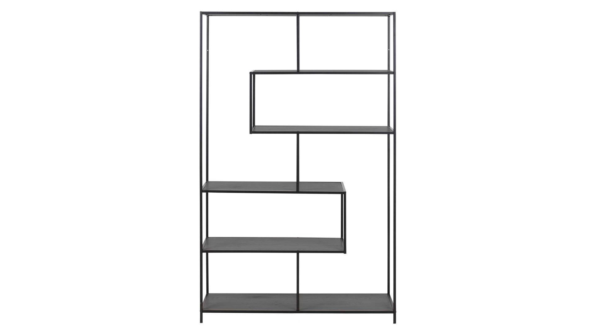 Regal Actona group aus Holz in Schwarz Regal Seaford im Industrielook als Esszimmermöbel Esche & Schwarz – ca. 114 x 185 cm