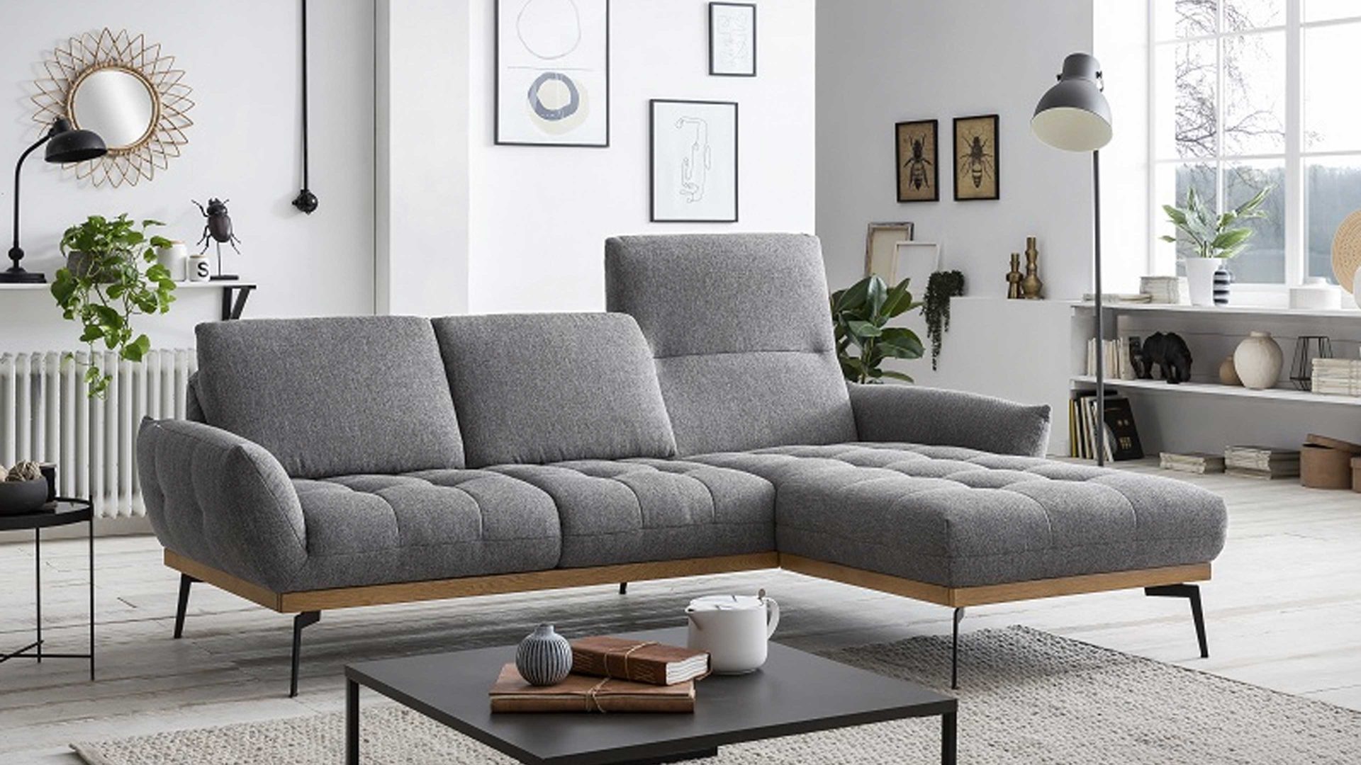 Ecksofa Exxpo sofa fashion aus Stoff in Grau Ecksofa Pablo grauer Stoffbezug Tessero 03 - Stellfläche ca. 245 x 185 cm