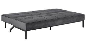 Schlafsofa Actona group aus Stoff in Dunkelgrau Schlafcouch Perugia als praktisches Schlafsofa dunkelgrauer Samt Vic 28 & schwarze Metallfüße