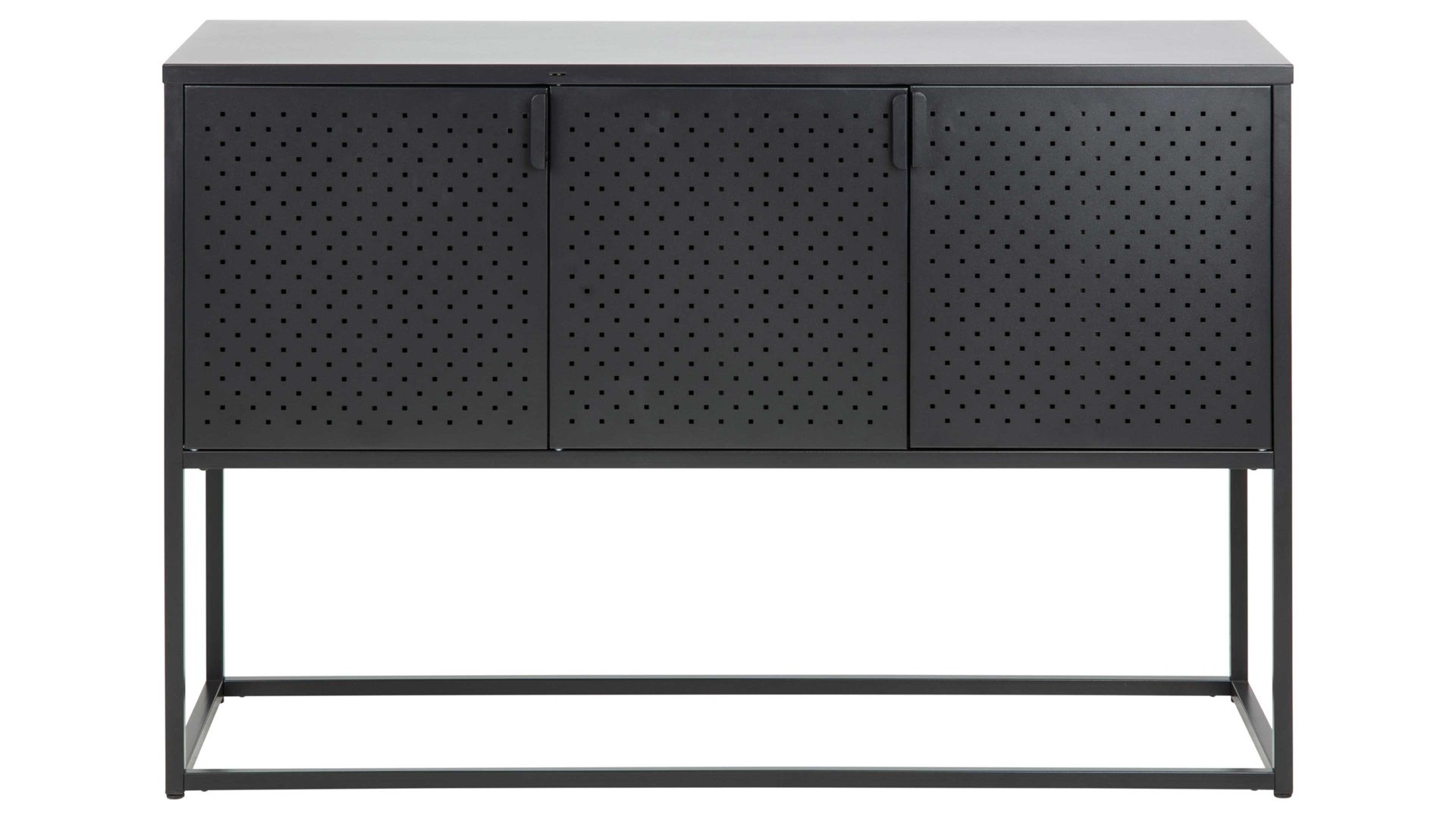 Sideboard Actona group aus Metall in Schwarz Metallmöbel Newton - Sideboard schwarzer Stahl - drei Türen, Länge ca. 120 cm