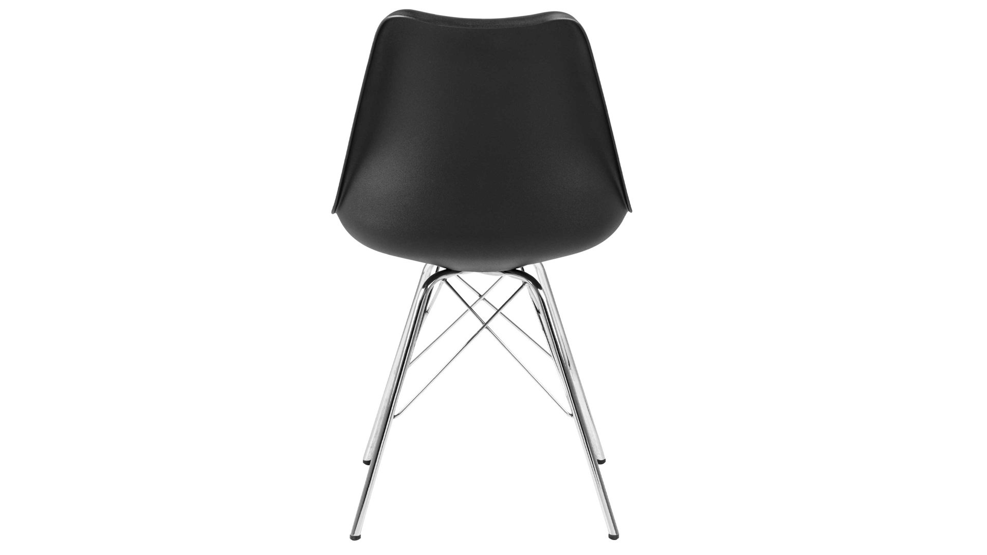 Vierfußstuhl Actona group aus Stoff in Schwarz Polsterstuhl Eris schwarzes Kunstleder D158 & Chromfüße