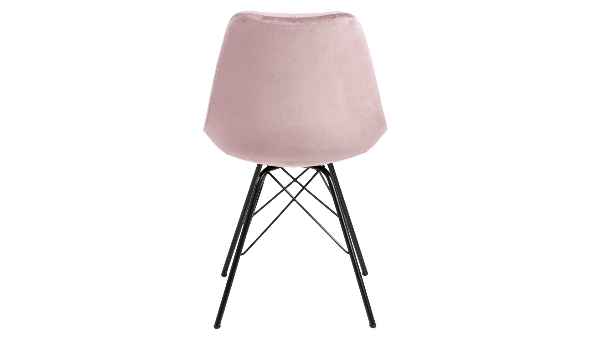Vierfußstuhl Actona group aus Stoff in Pink Polsterstuhl Eris altrosa Samt Vic 18 & schwarze Metallfüße