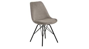 Vierfußstuhl Actona group aus Stoff in Beige Polsterstuhl Eris beiger Feincord Wind 70 & schwarze Metallfüße