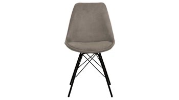 Vierfußstuhl Actona group aus Stoff in Beige Polsterstuhl Eris beiger Feincord Wind 70 & schwarze Metallfüße