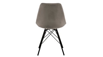Vierfußstuhl Actona group aus Stoff in Beige Polsterstuhl Eris beiger Feincord Wind 70 & schwarze Metallfüße
