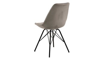 Vierfußstuhl Actona group aus Stoff in Beige Polsterstuhl Eris beiger Feincord Wind 70 & schwarze Metallfüße