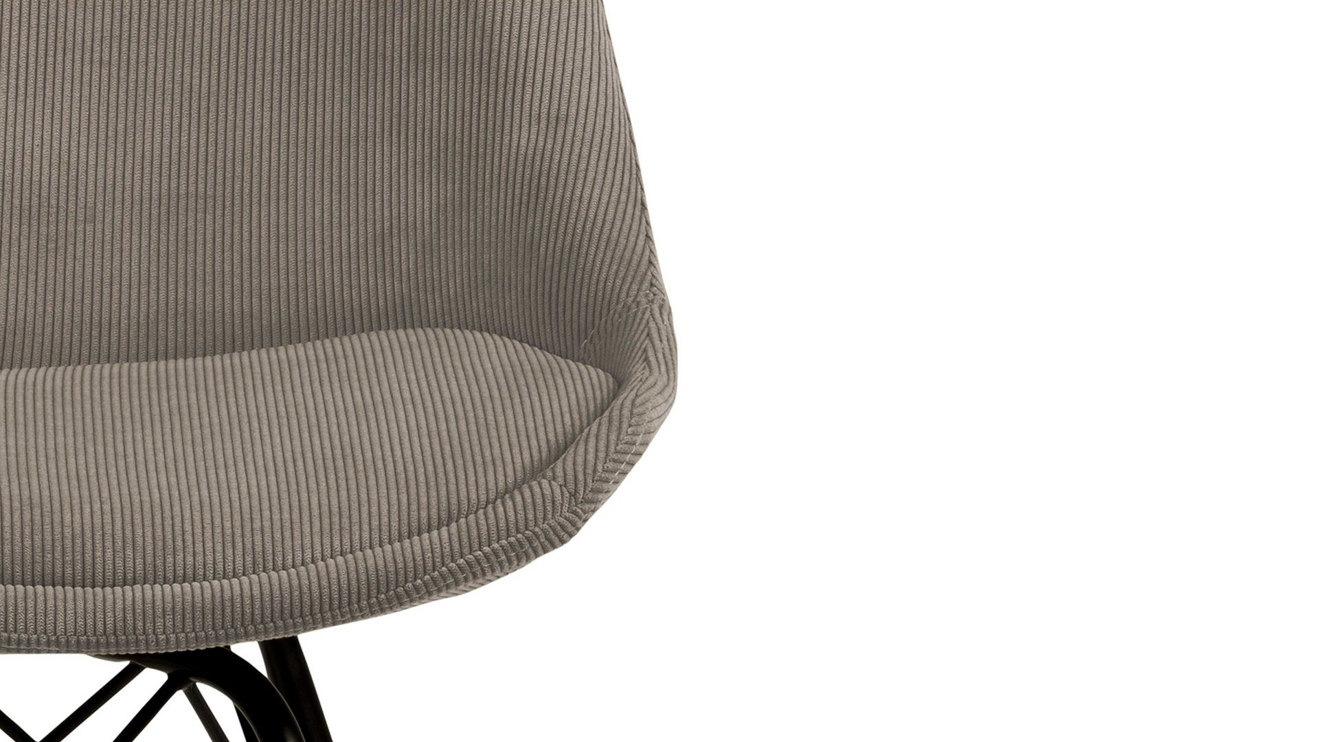 Vierfußstuhl Actona group aus Stoff in Beige Polsterstuhl Eris beiger Feincord Wind 70 & schwarze Metallfüße