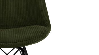 Vierfußstuhl Actona group aus Stoff in Grün Polsterstuhl Eris olivgrüner Feincord Wind 180 & schwarze Metallfüße