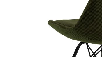 Vierfußstuhl Actona group aus Stoff in Grün Polsterstuhl Eris olivgrüner Feincord Wind 180 & schwarze Metallfüße