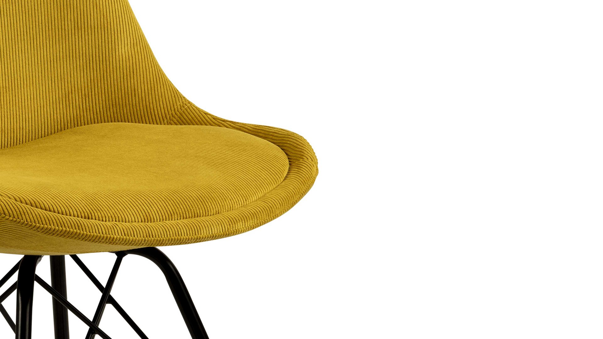 Vierfußstuhl Actona group aus Stoff in Gelb Polsterstuhl Eris gelber Feincord Wind 90 & schwarze Metallfüße