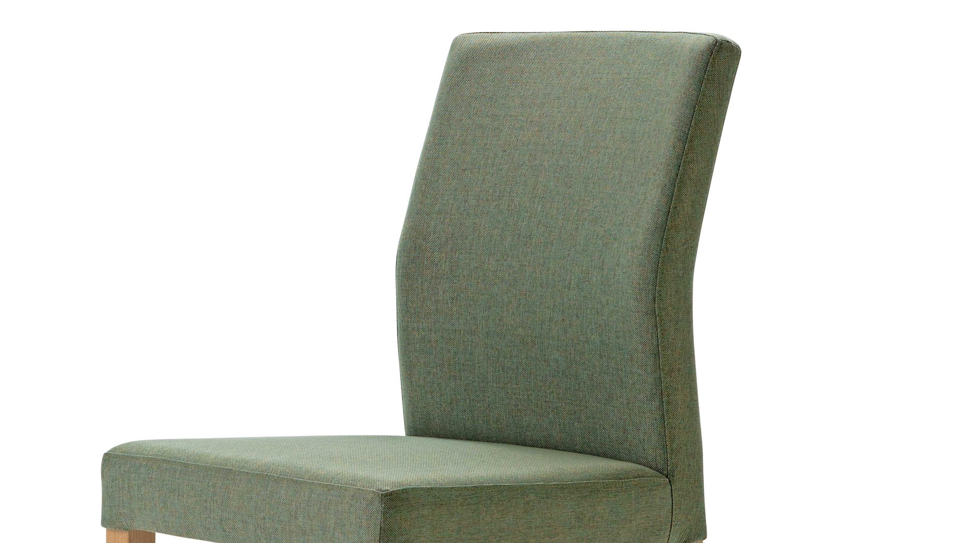 Polsterstuhl Standard furniture factory aus Stoff in Grün Polsterstuhl Skagen mintfarbener Stoffbezug Lars 35 & Eichenholzfüße